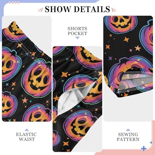 Galaxy Devil Pumpkin Star Boys Long Pants Soft Trousers Elastic Waist Kids Lounge Bottoms with Pockets S-XL4
