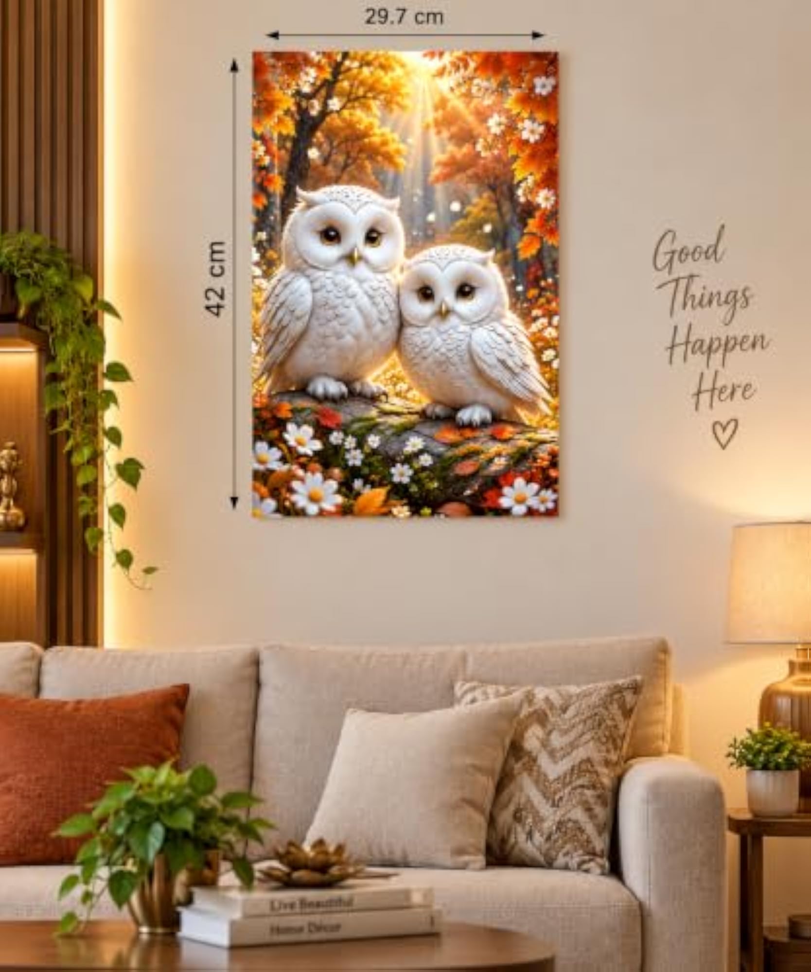 Cute White Owl Wall Poster, Nature Forest Decor