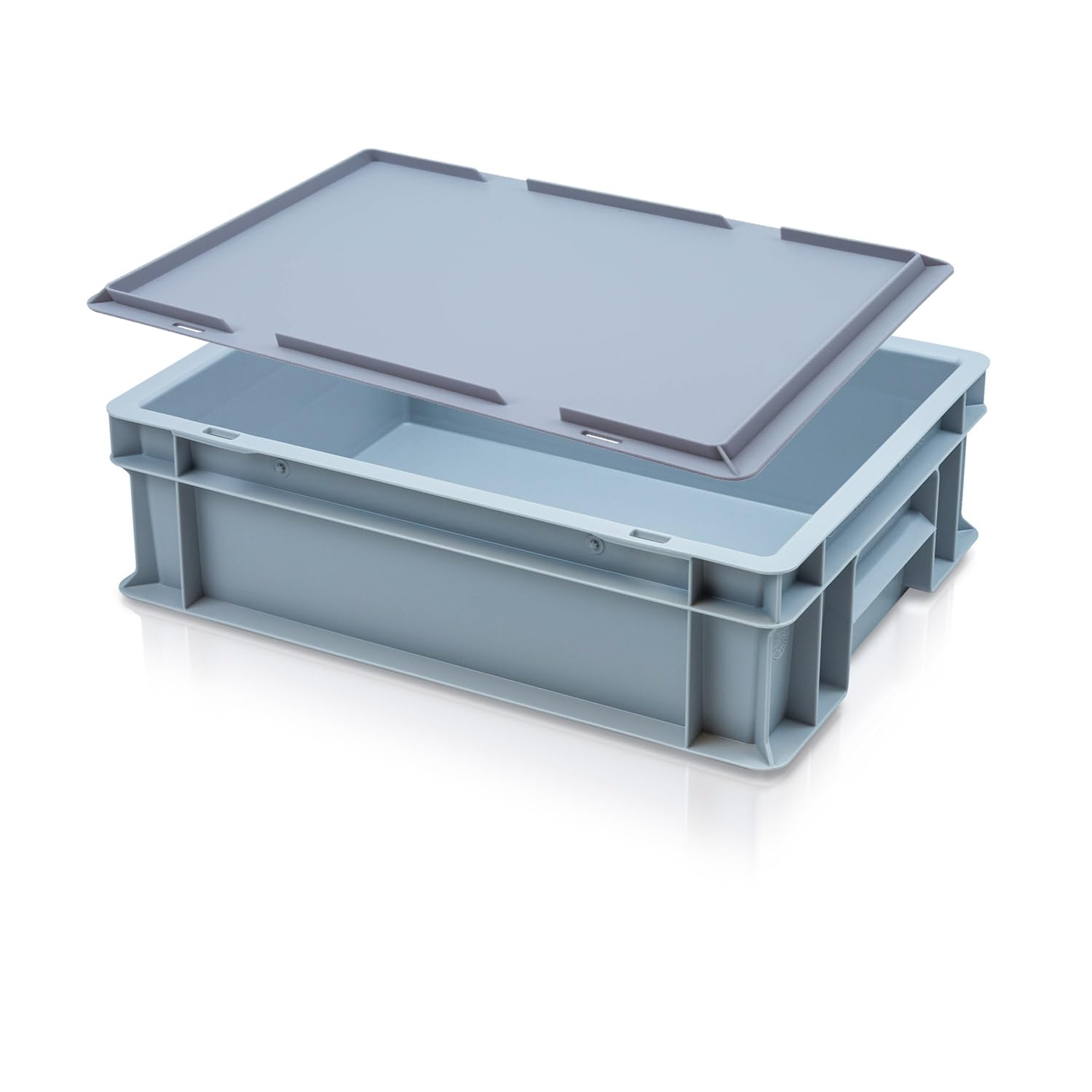 Caterbox Grey Heavy Duty Plastic Stacking Industrial Euro Storage Container With Lid (10 Litre - 400X300x120(H) Mm)