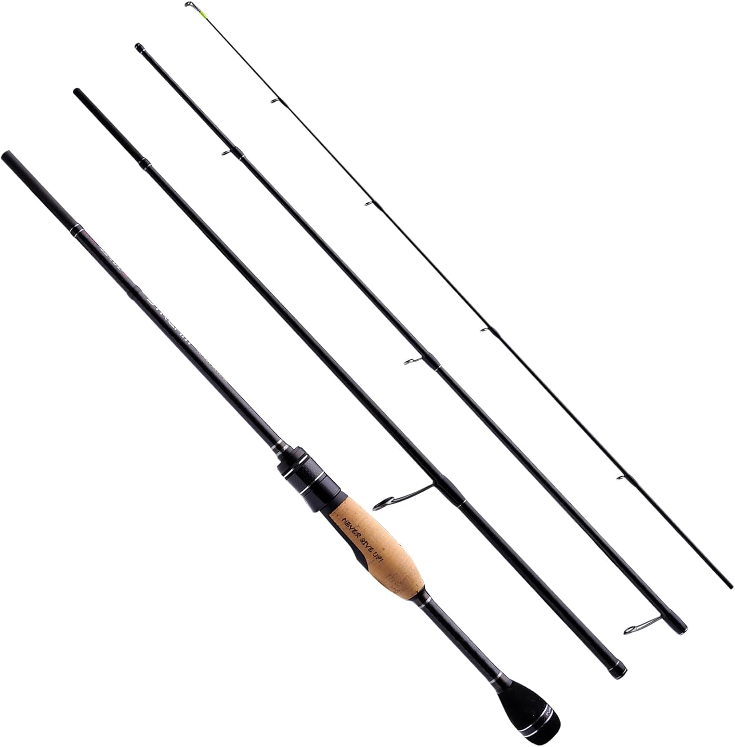 PURELURE Stream Bait Finesse Casting Rod, Light/Ultraight Travel Fishing Rod 4 Piece, Solid Tip Spinning Rod, TORAY 40T Carbon Fiber, Fuji Alconite Guide Ring, Fuji Reel Seat with Oak Handle