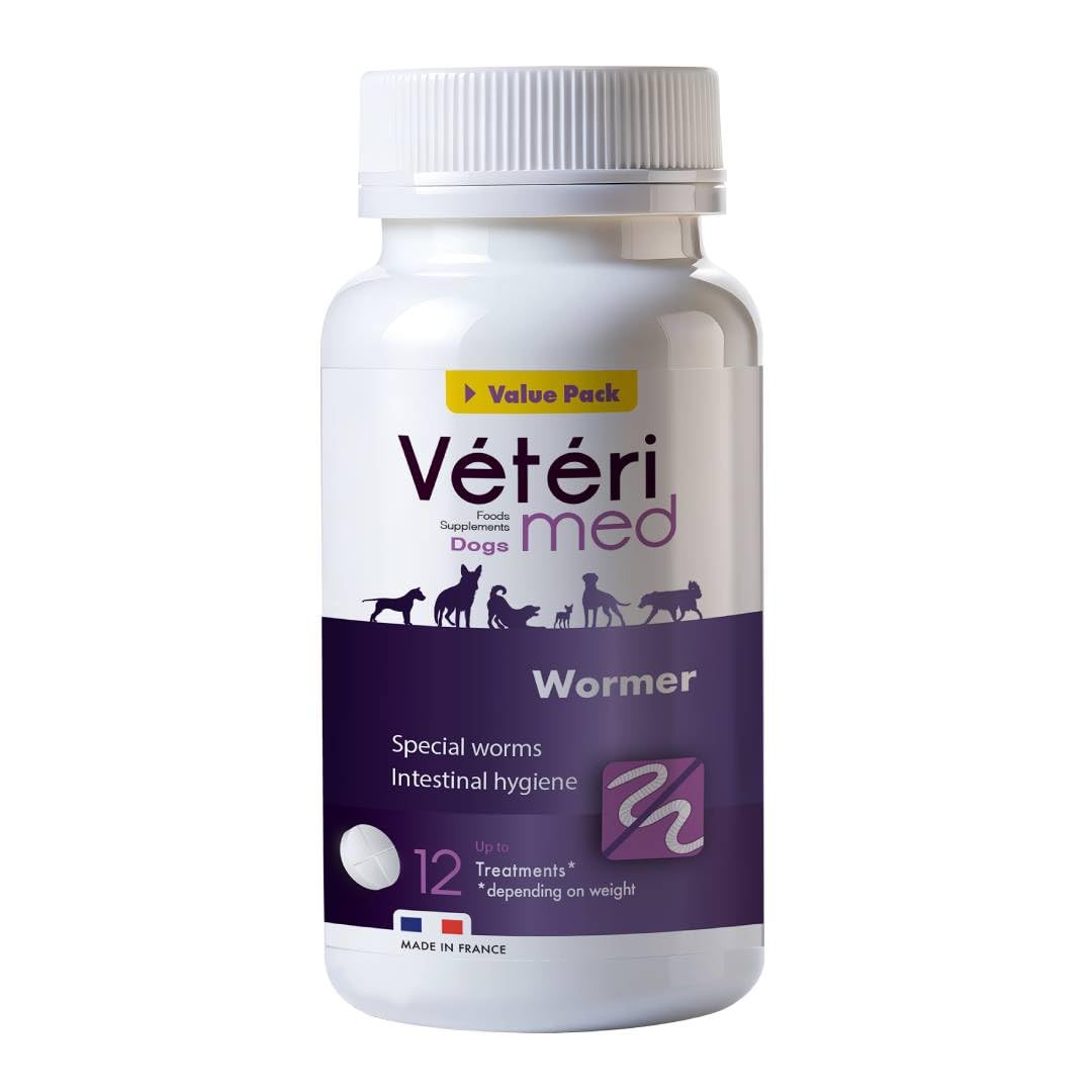 Comprimés vermifuges naturels pour l'hygiène intestinale des Chiens - Agit sur Tous Types de vers - Fabriqué en France - 30 comprimés - Version Anglaise