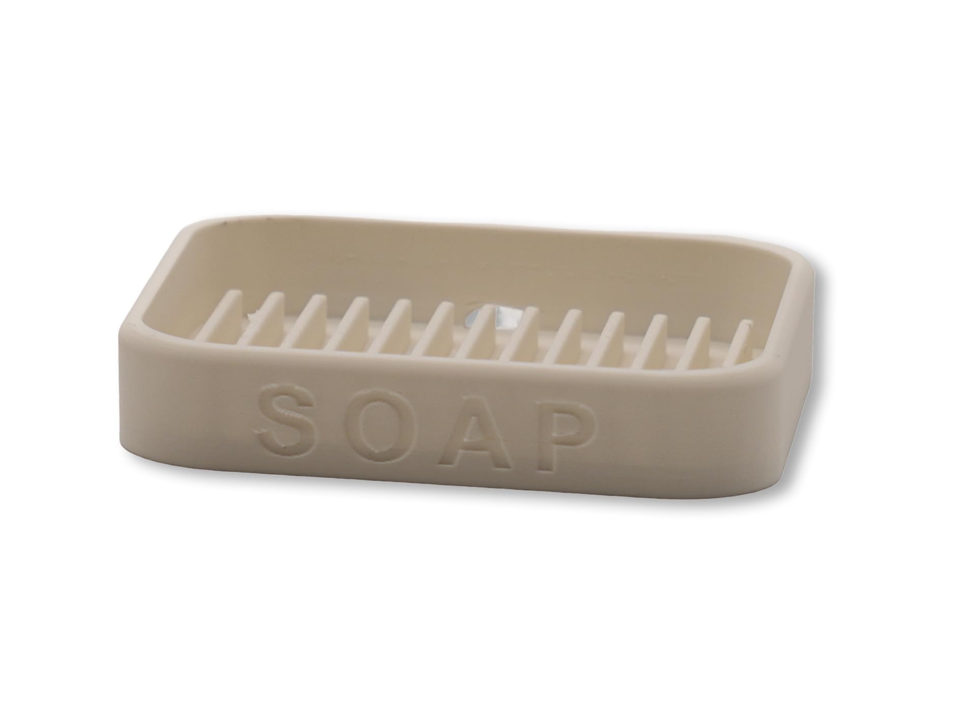 Modern Soap Dish, Bathroom Sink Holder with Drainage, 10.5 x 7 x 2 cm (Matte White)