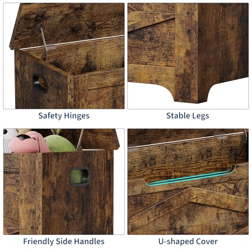 GAOMON Storage Chest, Wooden Toy Storage Bench, Modern Style Lift-Top Toy Chest with Safety Hinge for Entryway, Bedroom, Living Room, Supports 300 Lb and Easy Assembly
