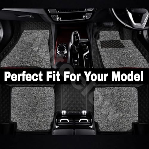 Image of Autoclow /Premium 7D Car Mat for Mahindra Scorpio N 6-Seater (Model:2022-2026)|| Luxury Leather Dual-Stitch 7D Car Floor Mat Full Set ||100% Waterproof ||Color: Black Stitch-Silver Grass (Design-1)
