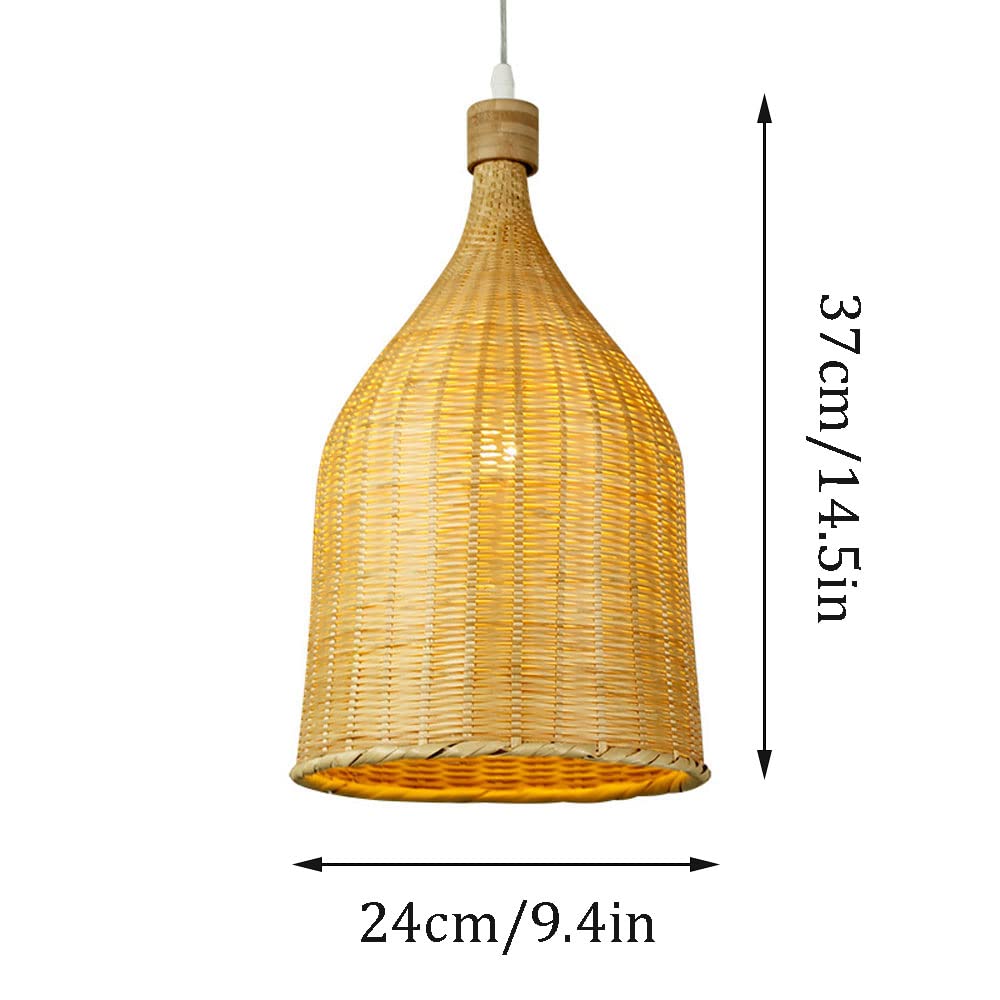 Lámpara colgante con forma de botella E26/27 Portalámparas Lámpara de araña de ratán tejida a mano La longitud del cable de luz es ajustable, lámpara colgante de bambú para dormitorio, luces colgante