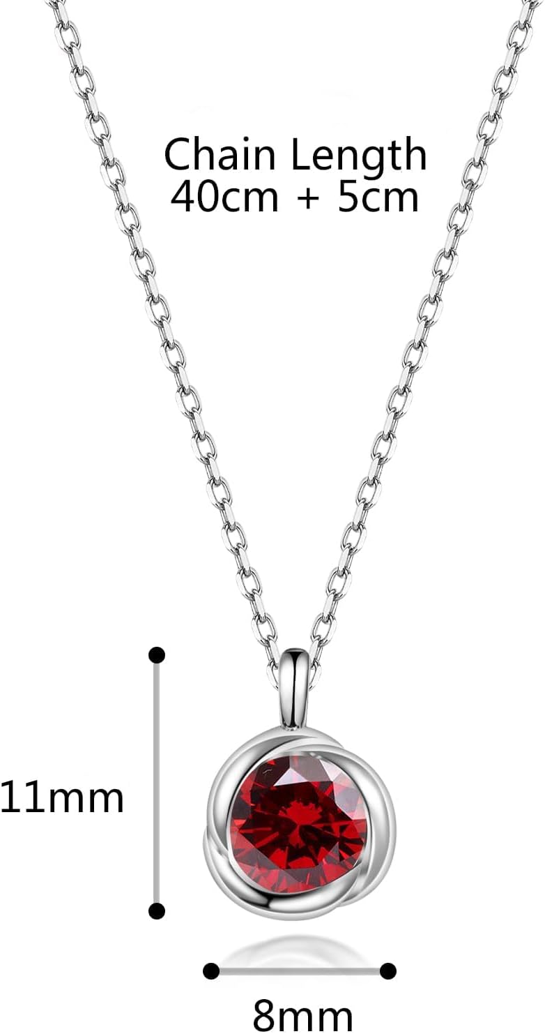 immobird 925 Sterling Silver Rose Necklace for Women with Birthstone Solitaire Necklace for Daily Dainty Round Silver Necklace for Gift - Image 6