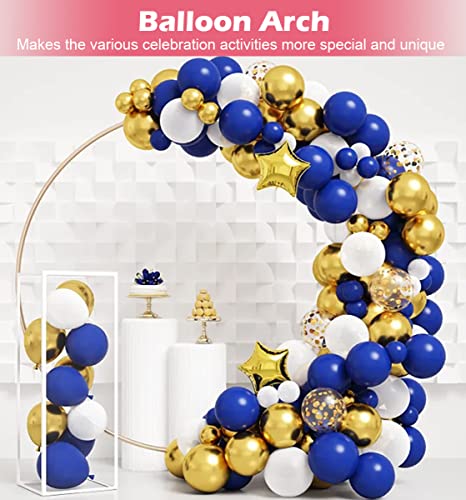 Queension Extra Large Wedding Arch For Ceremony 7 Ft, Metal Balloon Arches Backdrop Stand With Metal Base For Party Supplies, Outdoor Garden Trellis For Climbing Plant, Round Frame, Gold #TOP4