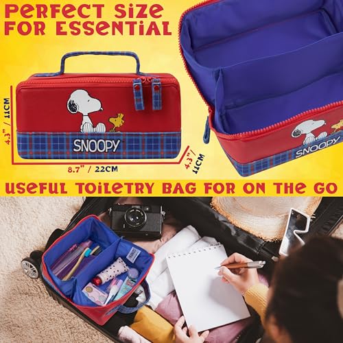 Image of Get Trend Peanuts Snoopy Toiletry Bag, Travel Essentials, Girls Makeup Bag, Cruise Essentials, Travel Accessories, Gifts for Women, Teens (Red Snoopy)