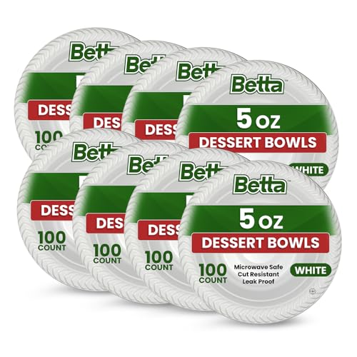 Betta 5 Oz Disposable Plastic Small Dessert Bowls, White, 800 Count, Bulk Case for Schools, Breakrooms and Cafeteria, Microwave Safe (8 Pack Per Box x100) - Thumbnail 5