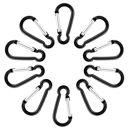 Swatom Aluminum Carabiner Clip 1.6 Inches Spring Snap Hook Keyring Carabiners For Camping Traveling Hiking Keychains Outdoor Accessories Black (10 Pcs) #TOP1