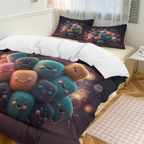 Housse de couette microfibre parure de lit 3D infroissable King