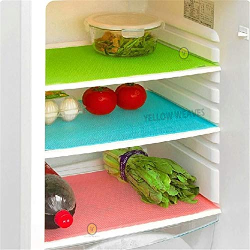 Image of Yellow Weaves Exclusive Decorative Fridge Top Cover and 2 Handle Covers + 3 Fridge mats