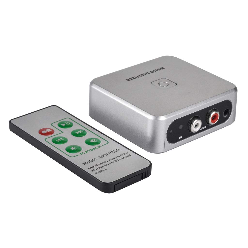 perfk Grabador De Captura De Audio con Puertos De 3,5 Mm Y RCA IN, Digitalizador De Música A Control Remoto, Registro De Cualquier Audio como MP3
