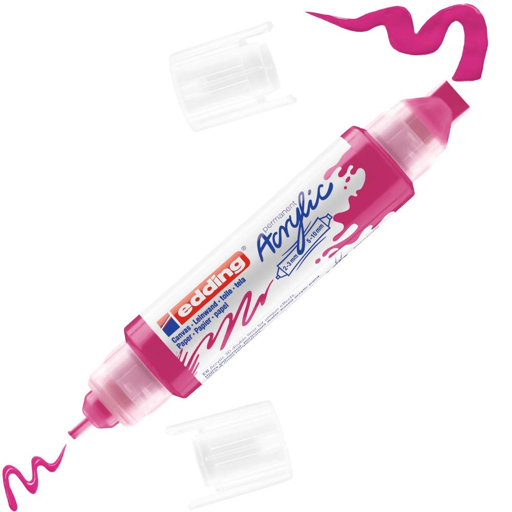 edding 5400 acrylic 3D double liner - pink - 1 acrylic colour tube - 2 nozzles 2-3,5-10mm - acrylic paints for canvas, painting boards and wood - waterproof acrylics in artist-quality colours — image 1