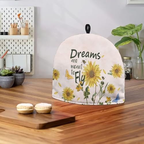 Image of Generic Hudotybom Sunflower Print Tea Cozy for Teapot Insulated Large Teapot Cover to Keep Warm Tea Kettle Cover Machine Washable Coffee Pot Cloth Covers Kitchen Home Decorations for Housewife Mom