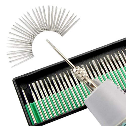 Image of DIY Crafts 30 Pieces Rotary Tool Bits - Diamond Tipped Deburring and Engraving Set - For a Range of Surfaces in a Variety of Sizes (Shape No # 3, Diamond Burr)