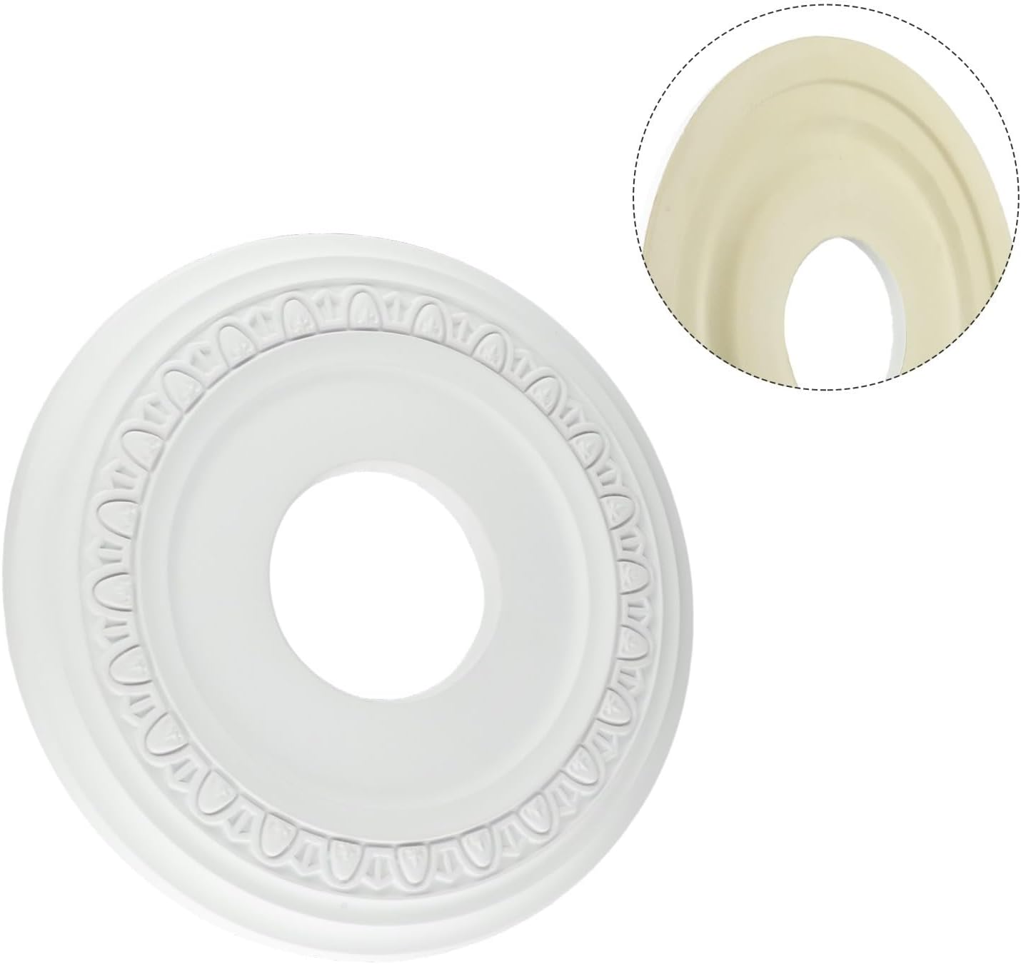 White PU Ceiling Medallion 30cm Decorative Ceiling Fan Light Fixtures Chandeliers Install Home Decor Round