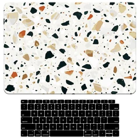 BYCeKe Compatible with MacBook Air 13 inch Case 2020 2019 2018 Release M1 A2337 A2179 A1932 Retina Display Touch ID, MacBook Air 2020 Case, Plastic Hard Shell Case & Keyboard Cover, Terrazzo Marble Cover
