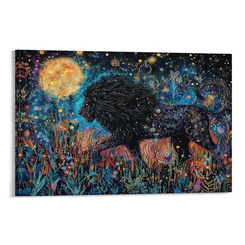 Décoration Murale Lion Peinture Sur Toile Pour Couloir