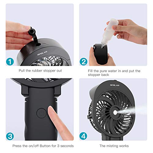OPOLAR Misting Handheld Fan Foldable, Personal Small Desk Table Fan with USB Rechargeable Battery Operated Mini Portable Fan for Office Outdoor Household Traveling - Thumbnail 3