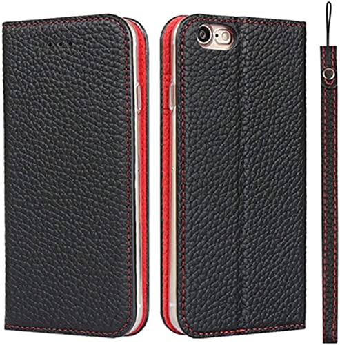 Kkfaus Wallet Case For Apple Iphone Se3 (2022) 4.7 Inch, Leather Lychee Pattern Folio Kickstand Flip Cover Holster [Card Holder], With Wrist Strap (Color : Black) #TOP27