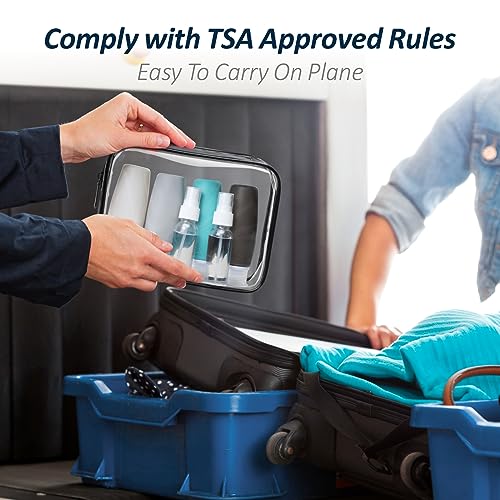 PACKISM TSA Approved Toiletry Bag with Bottles - Travel Essentials 8 Pack Leakproof 3.4oz Silicone Travel Bottles for Toiletries, Shampoo Conditioner Lotion Body Wash BPA Free2