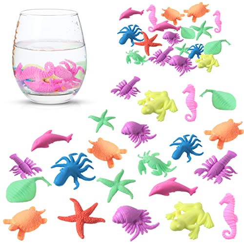 48 Pieces Water Growing Sea Creatures Water Growing Toys Aquatic Animals Toys Set Aquatic Sea Creatures Toy Colorful Water Expanding Sea Creatures for Boys Girls Party Favors, 1.8 x 1.2 Inches