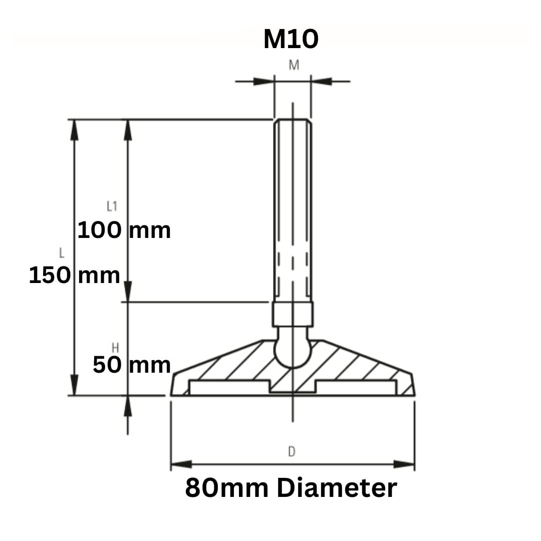RUBBERGIANT Adjustable Feet M10 x 100mm - Image 2