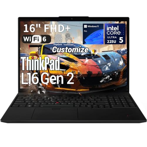 Image of LENOVO ThinkPad L16 Gen 2 Business Laptop, Intel Core Ultra 5 225U, 16 inch FHD+ Touchscreen, Customized 16GB-64GB DDR5, 512GB-2TB SSD, Webcam, Fingerprint Reader, HDMI, Wi-Fi 6, AI-Ready, Windows 11 Pro