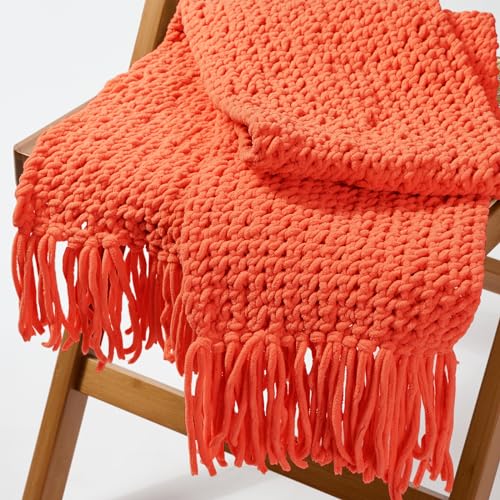 Image of INNDUN Blanket Yarn 100g /3.5oz - Orange Chenille Yarn 6 Super Bulky - 72 Yards - Knitting, Crocheting & Crafts Chunky Yarn