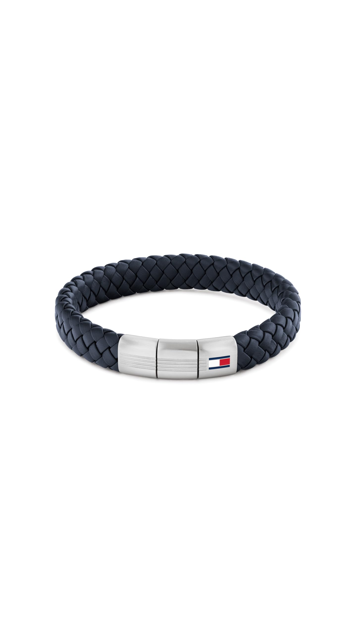 Tommy Hilfiger Navy Braided Stainless Steel Clasp Leather Bracelet 2790660