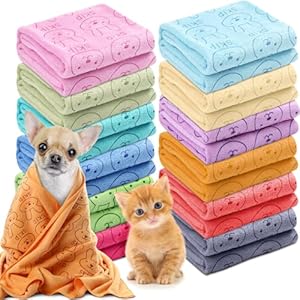 12 Pcs Dog Towels for Drying Dogs Soft Microfiber Puppy Towel Cat Towel Quick Drying Puppy Bathing Supplies Absorbent Pet Bath Towels for Small Dog Cat Grooming Bathing Shower Beach 19.7 ” x 39.4″