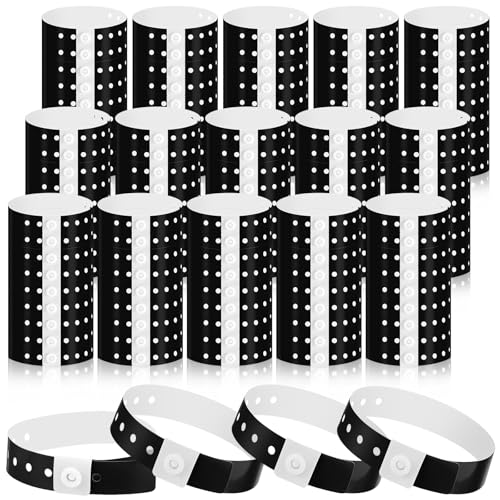 Image of Henoyso 300 Pcs Black Plastic Wristbands for Events Vinyl Waterproof Pool Wristbands Neon Color Plastic Bracelet for Party Events Arm Band Identification for Concerts Carnivals