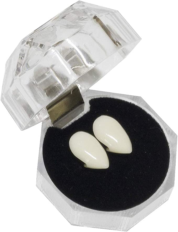 Vampire Fangs Cosplay Halloween Dentures Fake Teeth Props for Cosplay Party Props Halloween Party Fangs White Anime Party Dress Up Costume Masquerade Accessory Gift for Christmas Halloween Party(13mm)