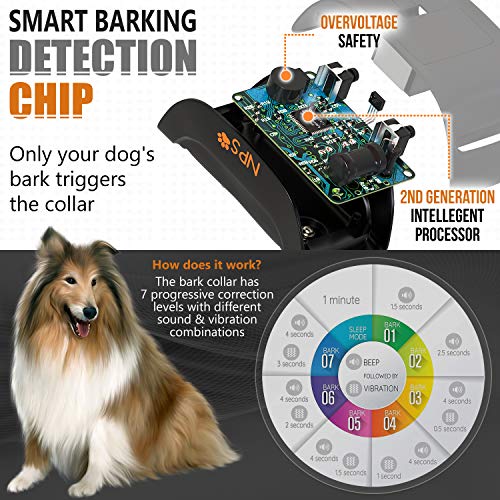 NPS No Shock Bark Collar for Small to Large Dogs - Smart Chip Adjusts to Stop Barking in 1 Minute - Highly Effective Vibration and Sound Stops Barks Fast with No Pain - Safe, Anti-Bark Device (Black) - Thumbnail 2