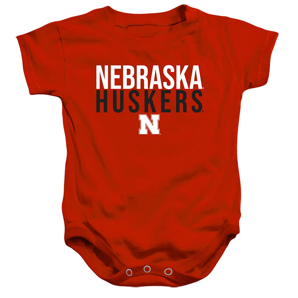 Nebraska Cornhuskers Official Stacked Unisex Infant Snap Suit for Baby,Red, 18 Months