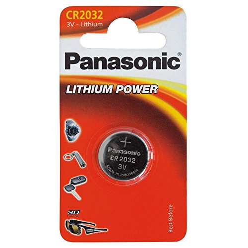 Panasonic CR2032 Pila botón de litio no-recargable, 3V, 225 mAh, Paquete de 1 unidad