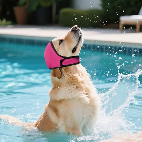 Ohrenschützer für Hunde Ohrenschutz zur Linderung von Angst Lärmschutz für ruhige Hundeohren Beruhigende Hundehaube zum Pflegen und Trocknen beim Baden, Ohrschutz für Haustiere, Katzen (Heiß Rosa, S)