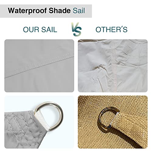 Ecoopts GDSSRS12ER1015LGY 10'X15' Waterproof Sun Shade Sail Rectangle Canopy Cover Uv Blockage thumb #6