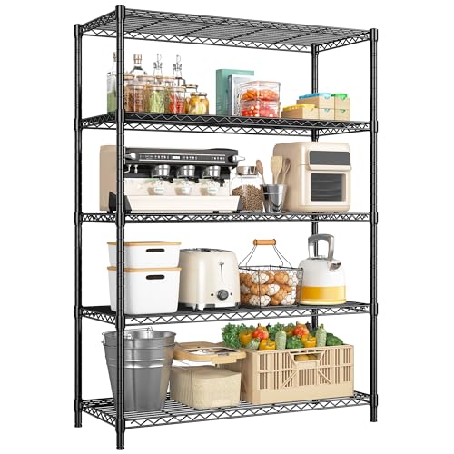 Romorgniz 5 Tier Storage Shelves 71"H Wire Shelving Adjustable Metal
