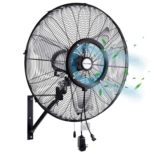 Image of BILT HARD 24 inch Oscillating High-Velocity Outdoor Wall Misting Fan, 3-Speed Patio Fans for Outside, 80 Oscillation, Waterproof, Industrial Wall Mount Fan for Outdoor- UL Listed