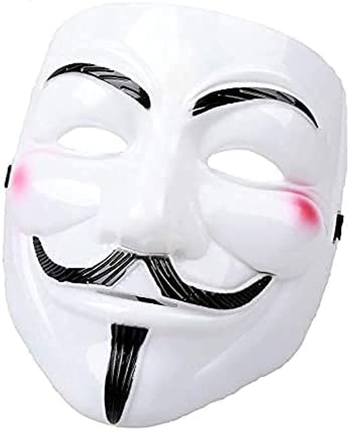 White V for Vendetta Guy Fawkes Fox Face Mask Fancy Halloween Cosplay Pack of 1, MK-2GuyFox, Regular