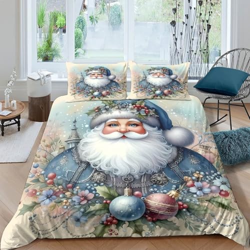 Housse de couette Père Noël 200x200 en microfibre douce avec fermeture éclair - 2