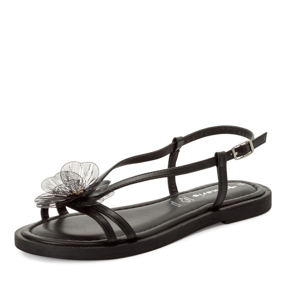 Tamaris Women’s leather sandal flat black 6.5 UK