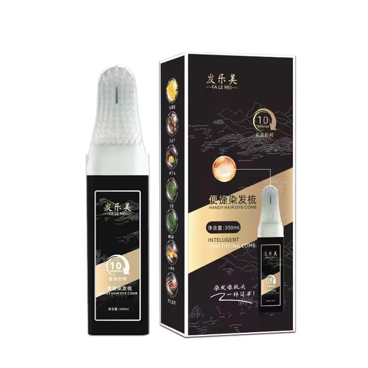 2 in 1 natural hair color comb black, easy coloring hair dye cream with magic combs hair dye long-lasting effect simple application for grey hair 300ml-picture-23