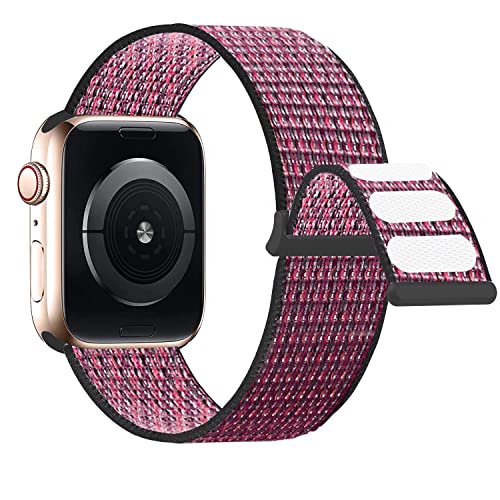 Lobnhot Nylon Armband kompatibel mit Apple Watch Armband 40mm 38mm 41mm, Verstellbares Sport Armband kompatibel für iWatch Series 7 SE 6 5 4 3 2 1(38/40/41mm-Wahre Beere) Cover