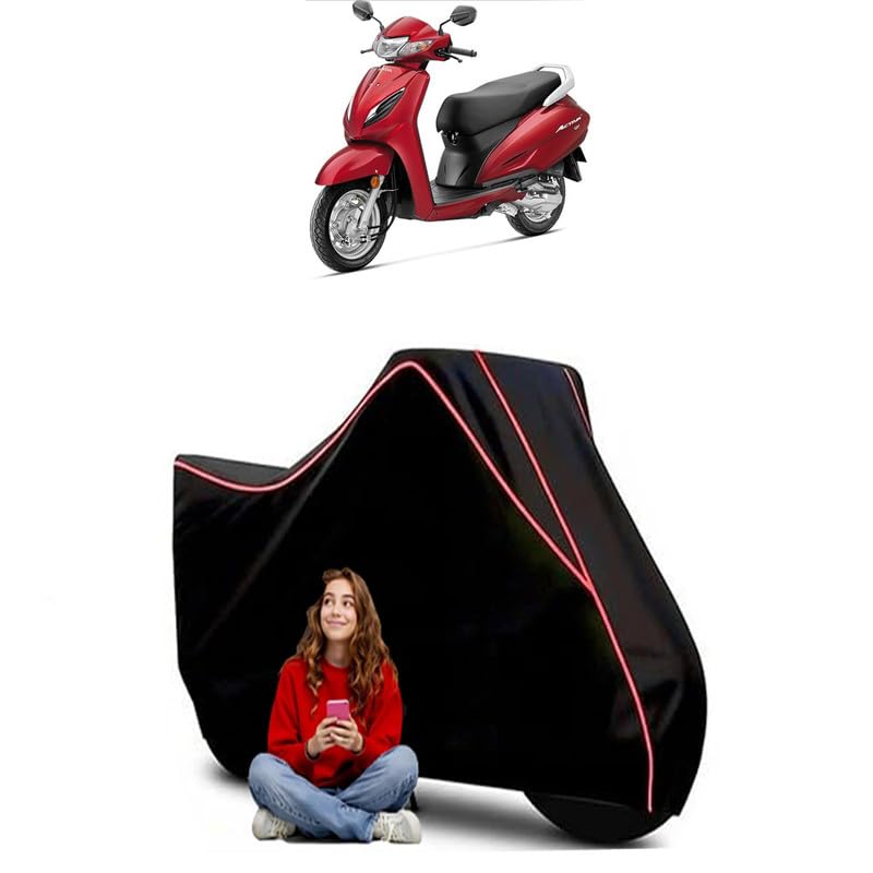 Image of Activa 125 Scooty Bike Cover Water Resistant Outdoor Use Universal Fit Scooters Motorcycles Heavy Duty UV Protection Dust Rain Scratch Resistant Elastic Bottom Black Blue Piping