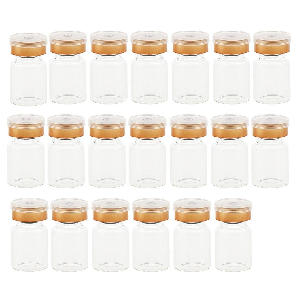 T.O.G. 20pcs Lab Transparent Glass Bottles Rubber Stopper Vials with Cap 5ml