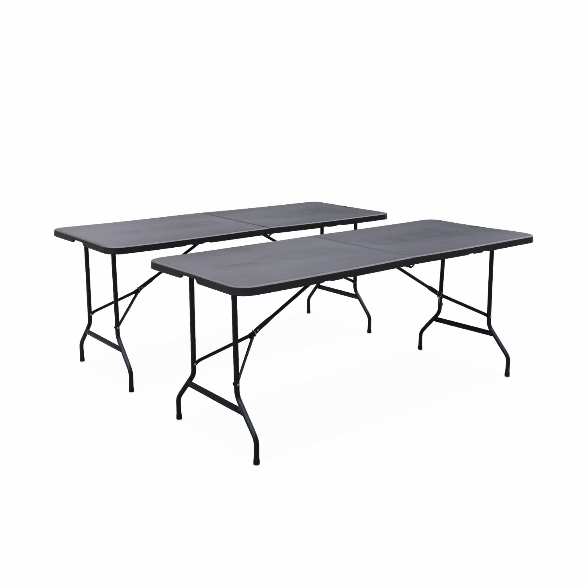 Alice's Garden - Lot de 2 Tables de réception. Pliables 180cm. Grise foncé. Table Pliante avec poignée de Transport. Table de Camping