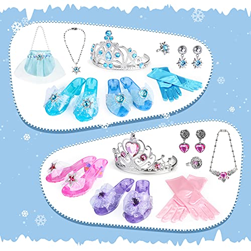AMOSTING Princess Dress Up Jewelry Toy Heels for Little Girl,Pretend Play Costume Toys with Frozen Hand Bag for Toddler… - Image 4